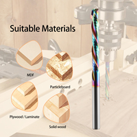 Fresa de compresión de 2 filos con recubrimiento arcoíris, corte ascendente y descendente, de carburo de tungsteno para router CNC, para madera y acrílico