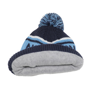 Hot Mùa Đông Ấm Áp Tùy Chỉnh Acrylic Dệt Kim Jacquard Thêu Vá Logo Toques Pom Pom Đan Bobble Beanie Hat Cho Nam Giới Phụ Nữ - Product Image 4