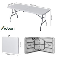 Table pliante en HDPE gain de place 180x70cm, table rectangulaire en plastique avec poignée de transport pour banquets, mariages et événements commerciaux