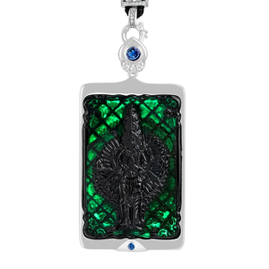 Pendentif en jade Guanyin à mille mains en émeraude naturelle de qualité A avec monture en argent S925 et pendentif en jade de qualité glace - Product Image 1