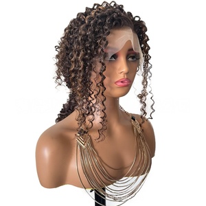 Perruque frontale ondulée souple de 16 pouces, blonde, pour femme, petit bonnet, fibre haute température transparente, pré-épilée, sans colle, usage quotidien 13x4 - Product Image 3