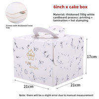 Boîtes d'emballage pour aliments, épaissies, estampées à chaud, pour gâteaux d'anniversaire (4/6/8 pouces) avec poignées, pour boulangerie