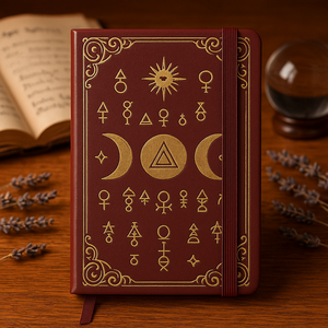LABON Mystic Symbol Notebook Red A5 Journal Gold Foil Hardcover 160GSM Paper Dual Ribbon Vintage Astrology Occult Diary Gift - Product Image 1
