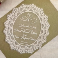 Tarjeta de Invitación de Encaje Ovalada Personalizada, Invitaciones de Boda Vintage, Invitación Elegante para Cena, Decoración de Mesa de Boda