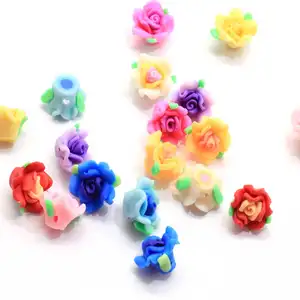 15mm Random Mix Handmade Soft Polymer Clay Rose Flower For DIY Necklace Bracelet Hair Ornament Jewelry Making