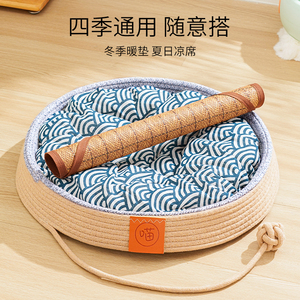 Wicker cat bed, all year round, woven kitten sleeping mat, summer cat mat, pet cat scratching <b>post</b>, cat supplies. - Product Image 4