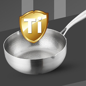 Healthy Antibacterial Hammered Titanium Soup <b>Pot</b> Non-toxic Chemical-free Stainless Steel Stock <b>Pot</b> Milk Pan with Glass Lid - Product Image 2