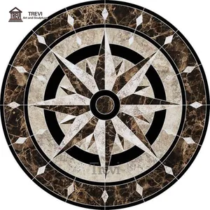 Modern Decoration Handmade Natural Granite Marble Star Art Tile Floor Waterjet Medallion