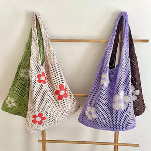 Bán Buôn Trái Tim Đan Mua Sắm Tote Túi Sang Trọng Nhật Bản Crochet Chunky Ly Hợp Vest Túi Handmade - Product Image 4