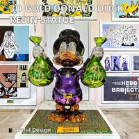 Statue en Résine 3D Personnalisée Moderne, Design Pop Art, Modèle Donald Duck, Couleur Or, Bouddhisme, Deux Bouteilles, Peinture Motif Animal