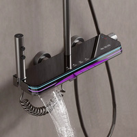 Ensemble de douche à lumière ambiante et à affichage numérique en laiton populaire ensemble de robinet de douche à eau chaude et froide avec bouton de piano pour la salle de bain