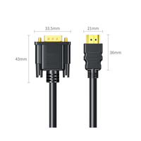 Câble de conversion HDTV vers VGA plaqué or pour projection transfrontalière, affichage HDTV vers VGA sans puce