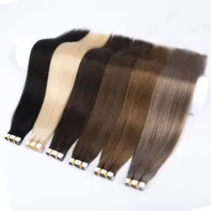 Großhandel Band in Haarverlängerungen 100 g russisches menschliches Haar doppelt gezogenes klebeband Haar für Salon