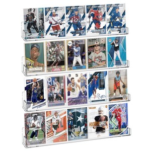 Estante de exhibición de tarjetas deportivas montado en la pared, 4 Uds., estantes acrílicos para 16 tarjetas comerciales graduadas de 20 mangas, clasificación PSA SGC BGS de pie - Product Image 1