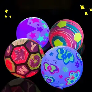 Rainbow PVC Toy Ball Outdoor Glowing in the Dark Light Up Inflatable Led Luminous Sports Beach Balls Pvc Toy for Children