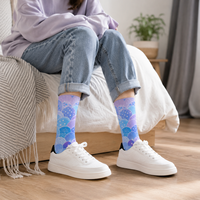 Chaussettes longues de sport personnalisées OEM, sans couture, respirantes, à séchage rapide, absorbant la transpiration, résistantes aux déchirures, imprimées numériquement, pour l'automne