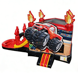 Castillo Inflable de PVC de Grado Comercial con Diseño de Camioneta Monstruo con <span class=keywords><strong>Llamas</strong></span>, 4mx4mx4m, Capacidad de 500KG, Fácil de Instalar - Product Image 2