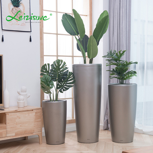 Tall cylinder home hotel planter pot plastic floor decoration flower pots