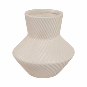 Vaso in ceramica moderno a forma di clessidra con rigature per l'arredamento del soggiorno - Product Image 4