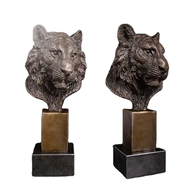 Artshom DW-006 Brons Tijger Hoofd Sculptuur Beeldje Wildlife Tijger Buste Standbeeld Metalen Kunst Voor Thuis Decoratie