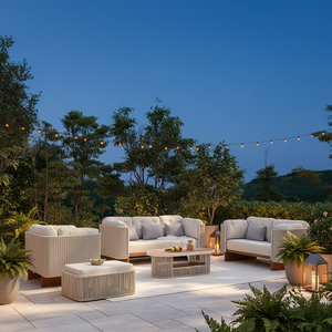 طقم أثاث حدائق فاخر وعصري من الراتان من ميكي، مقاوم للماء، مصنوع من الخوص الصناعي، مناسب للساحات والحدائق العامة - Product Image 1