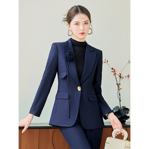Women's Purple Pants Suit Slim Fit Long Sleeve Professional Formal Wear Anti-Wrinkle Worsteds Business Leisure Banquet - Product Image 2