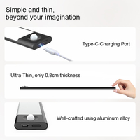 Lampes LED ultra-minces à détecteur de mouvement pour sous-meuble, montage magnétique moderne pour cuisine, intensité réglable, chargement USB Type-C, lampe de nuit