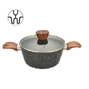 Forged Aluminum Alloy 3003 Non Stick Cooking Soup Pot Casserole With Glass Lid