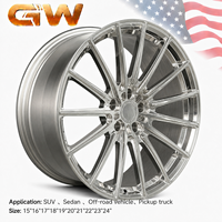 Jantes forgées sur mesure GW 17 18 19 20 22" 5x112 5x120 Argent brossé 15 rayons pour Audi RS3 RS4 RS5 RS6 BMW M2 M3, 6061-T6