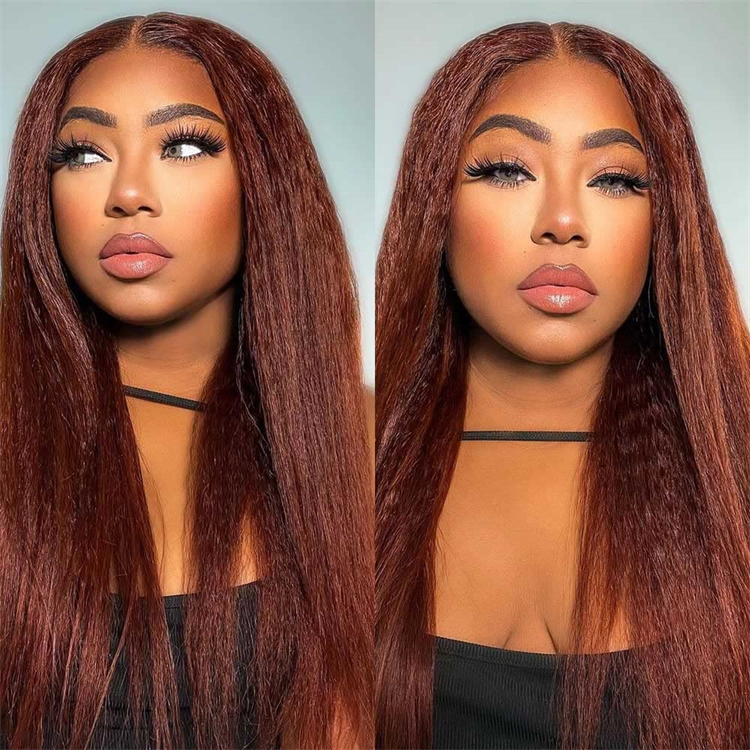 Parrucca anteriore in pizzo ramato capelli umani