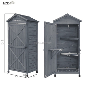 Lean-to Storage Shed, Tool Organizer with Waterproof Asphalt Roof, Lockable Doors Garden Wood Outdoor Water Base Paint Fir Wood
