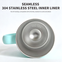 Faible MOQ 500 pièces, logo personnalisé, tasse à café isotherme en acier inoxydable de 16 oz avec poignée et couvercle coulissant transparent