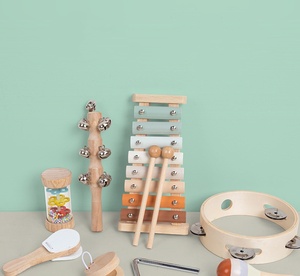 Ensemble d'instruments de percussion en bois massif écologique 8 pièces, Xylophone, hochets pour bébé, instrument Orff, cadeau, jouet cognitif pour bébé - Product Image 3