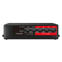 Switch PoE Inteligente de 4 Puertos 10/100Mbps IEEE 802.3af/at 52W con 2 Puertos Uplink para Cámaras IP CCTV, Plug and Play