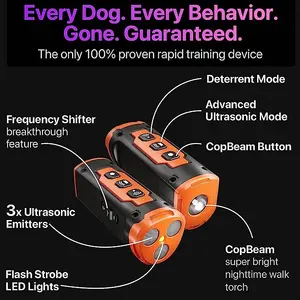 Handheld Ultrasonic Dog Trainer Repeller Pet Anti Barking Repeller Anti Barking Stop Bark Training Control Device With LED Light