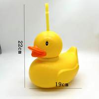 Gobelets en plastique PP personnalisés de 1000 ml, motif canards jaunes, grande taille, écologiques, avec couvercle, pour fêtes, boissons d'extérieur, paille, pour enfants