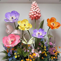 T-222 fait à la main géant papier artificiel pavot jacinthe fleurs décor intérieur pour mariage décoration fournitures fête décors