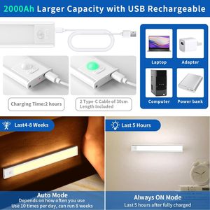 Siêu mỏng 3 màu Dimmable 5V USB sạc <span class=keywords><strong>LED</strong></span> cảm biến chuyển động ánh sáng cho tủ bếp tủ quần áo tủ chiếu sáng trong nhà - Product Image 5
