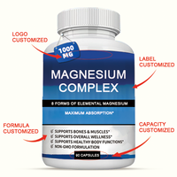 Cápsulas de Complejo de Magnesio 12 en 1 OEM, 1000 mg de Glicinato de Magnesio, Citrato, Malato, Taurato, Suplemento Quelado para Apoyo Energético