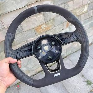 Volant de direction semi-perforé entièrement perforé pour <span class=keywords><strong>Audi</strong></span> A3 A4 A5 S3 S4 S5 2017-2022 B9 Volant en cuir à fond plat Sport - Product Image 1