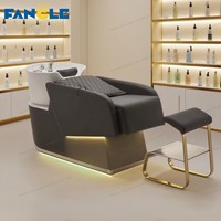 Luxe tête noire Spa fauteuil de massage du cuir chevelu shampooing lit avec vapeur cheveux Spa Salon chaise de lavage à vendre