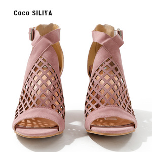 Sandales à talons Coco SILIYA, bout ouvert, talon épais, hauteur moyenne, respirantes, avec bride arrière, chaussures pour femmes - Product Image 1