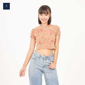 Precio caliente Tie-Dye O-cuello de manga corta Camisetas de mujer 100% algodón peinado transpirable estampado sólido bordado básico ecológico - Product Image 3