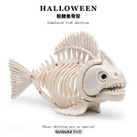 Décoration d'Halloween squelette d'animal effrayant, ornement de squelette de poisson réaliste, accessoires pour maison hantée