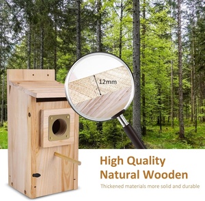 Casetta per Uccelli Classica in Legno Rinforzato con Protezione in Rame, Nido Esterno per Fringuelli, Rondini, Passeri e Cinciali, Forma Rettangolare - Product Image 4