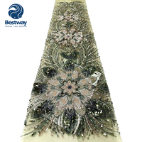 Dentelle brodée motif paon exquis Bestway en gros, tissu en tulle à sequins scintillants pour la confection de vêtements de cérémonie