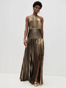 <span class=keywords><strong>Abito</strong></span> da sera plissettato dorato con scollo all'americana, maxi <span class=keywords><strong>abito</strong></span> da donna senza schienale con spacco alto per Gala e <span class=keywords><strong>Red</strong></span> <span class=keywords><strong>Carpet</strong></span> - Product Image 6