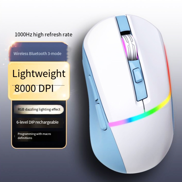 100% USB Wired Wireless Tri-mode PAW3212 Sensor RGB Backlight 7200 DPI Optical Gaming Mouse in Stock for Gamers