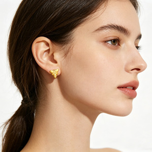 Zogxin <b>Bee</b> Stud Earrings Gold Stainless Steel Minimalist Insect Design <b>Gift</b> Jewelry - Product Image 2