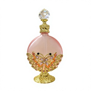 30ML Exquisite Vintage Dragonfly Painted Glass Perfume <b>Bottle</b> Round Shape Metal Base With Crystal <b>Stopper</b> Gift Craft - Product Image 3